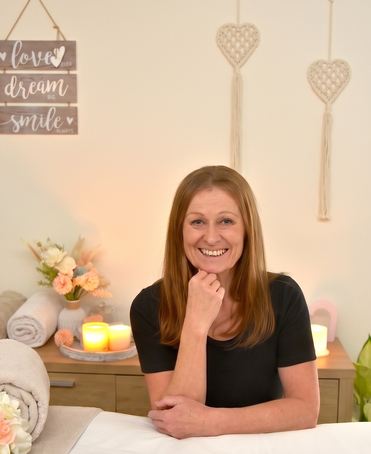 Lynda smiling in her treatment room